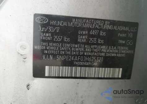 2018 Hyundai Sonata Se из США, поврежденный, VIN 5NPE24AF0JH625321